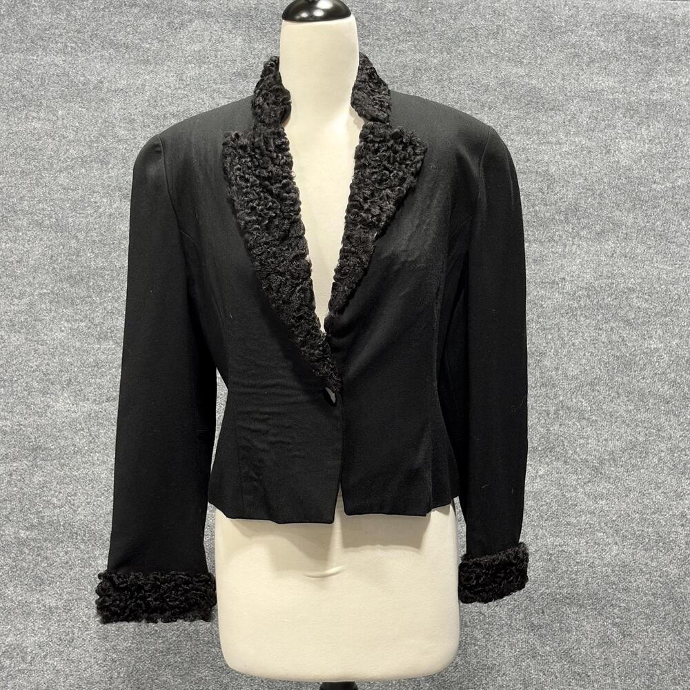 Vintage George Simonton Jacket Womens 12 Wool Persian Lamb Collar Cuffs 80s